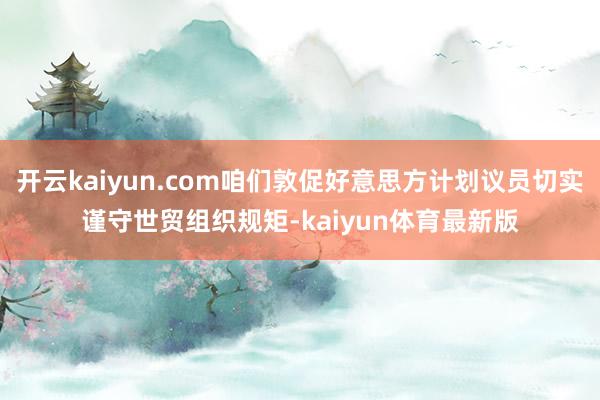开云kaiyun.com咱们敦促好意思方计划议员切实谨守世贸组织规矩-kaiyun体育最新版