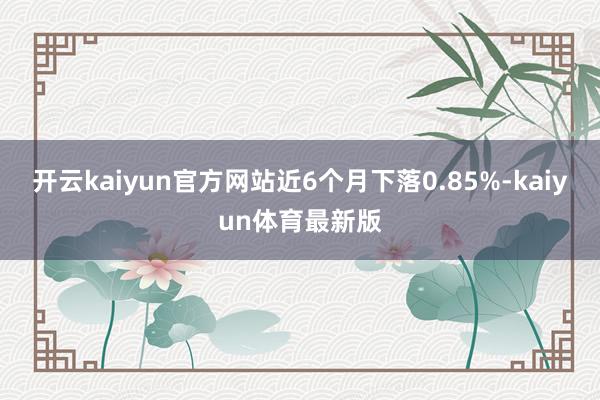 开云kaiyun官方网站近6个月下落0.85%-kaiyun体育最新版