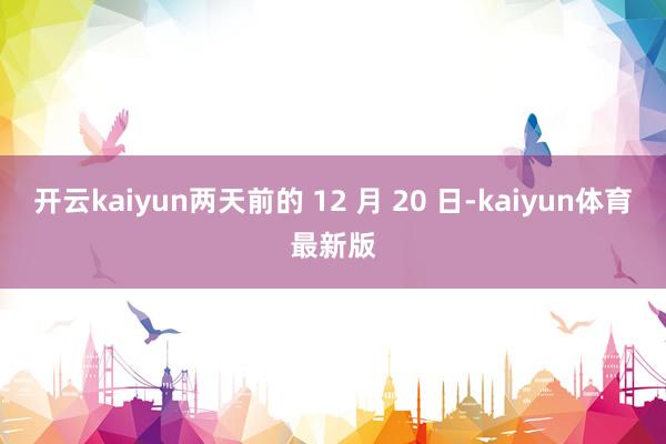开云kaiyun两天前的 12 月 20 日-kaiyun体育最新版