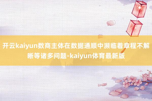 开云kaiyun数商主体在数据通顺中濒临着章程不解晰等诸多问题-kaiyun体育最新版