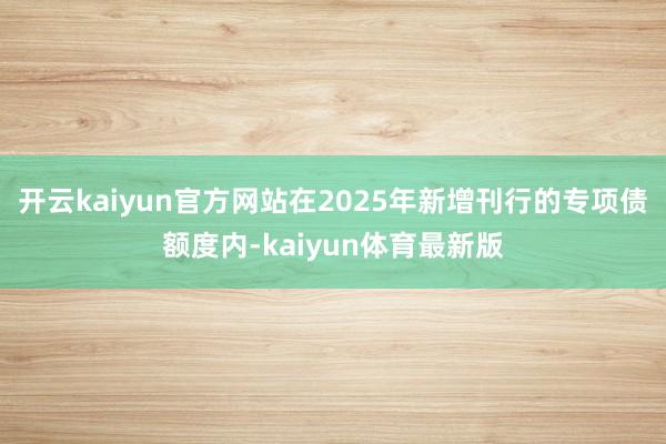 开云kaiyun官方网站在2025年新增刊行的专项债额度内-kaiyun体育最新版