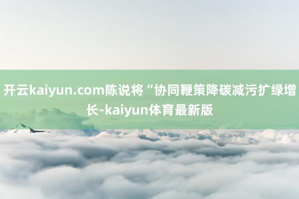 开云kaiyun.com陈说将“协同鞭策降碳减污扩绿增长-kaiyun体育最新版
